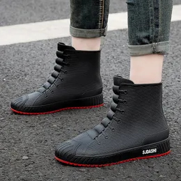 Rain Boots Rubber Man Boots Trend Men Rain Boots Platform Outdoor Shoes Slip on Waterproof Work Mens Booties Soild Shoes Bota Masculina 230920