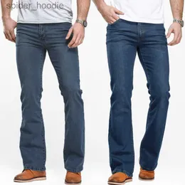Jeans voor heren Bootcut jeans voor heren, licht uitlopende slim-fit blauw-zwarte broek Designer klassieke mannelijke stretch-denimbroek L230921