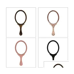 Espelhos Românticos Vintage Lace Hand-Held Espelho Bronze Ouro Preto Rosa Maquiagem Cosmética Ferramenta 4 Cores Sn2604 Drop Delivery Home Garden Dhhqh