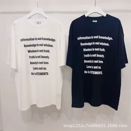 2023SS Modemarke Vetements T-Shirts VTM Übergroßes schwarz-weißes Slogan-Schaum-gedrucktes Buchstaben-T-Shirt für Männer Lässiges Herren-Lose-T-Shirt