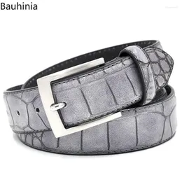 Belts Bauhinia 100-130cm Fashion Casual Two Layer Leather Pin Buckle Belt Luxury Crocodile Print PU Men's