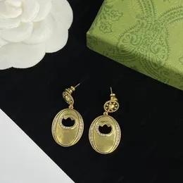 Have stamps Dangle Chandelier Earrings Bronze Vintage luxury designer pendant earrings Women's party gift jewelry