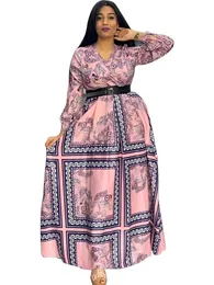 Sukienki w dużych rozmiarach Afrykańskie dla kobiet drukuj sukienka maxi dashiki plisowane ubrania duże rozmiar Africa odzież świąteczna szata 230921