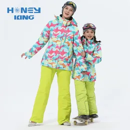 Skidåkning passar Mother Girls Ski Warm Waterproof Windsectory Children Snowboard Jackor Pant Winter Adult Kids Clothing Suit 230921