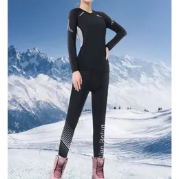 스키 슈트 여성 열 속옷 달리기 요가 정장 겨울 탑 야외 패딩 피트니스 스포츠 230920