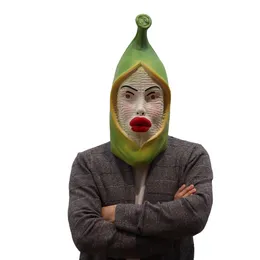 Catsuit Costumes Banana Mask Fun Carnival Cosplay Halloween Latex Full Face 성인 여성 변장 재미있는 격렬한 과일 비명 남자 사이버 펑크 의상
