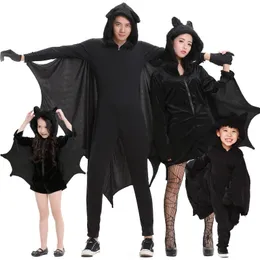 Temadräkt Umorden Purim Halloween Party Costumes Familj som matchar svart bat kostym för vuxna barn barn bat cosplay jumpsuit 230920