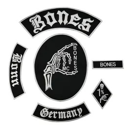 Bone Skull Embroidered Patch Full Back Size for Jacket Iron On Clothing Biker Vest Patch Rocker Patch Ship290C