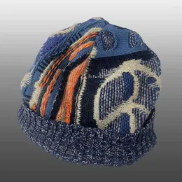 Ball Caps 2023 Japanese Style Contrast Color Stitching Knitted Hat High Street For Men Retro Warm Casual