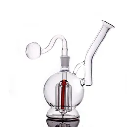 1pcs Hookahs Dab Oil Rig Bong Arm Tree Perc Glass Water Pipe with Dry Herb Bowl 6 Arm Trees Perc Percolator Portable Recycler Ash Catcher with Male Glass Oil Burner Pipe