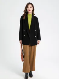 Women's Suits Blazers 2023 Women Temperament Autumn Wool Casual Double Breasted Office Lady Elegant Regular Length Short Suit Woolen Coat 230920
