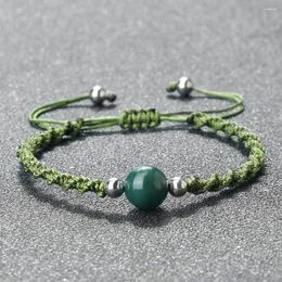 Link bransoletki Tybetańskie buddyjskie ręcznie robione zielona bransoletka bransoletka Regulowana rozmiar koralików z kamieniem naturalnym dla kobiet biżuterię dla kobiet