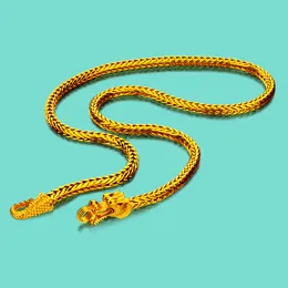 Chokers Special 24K Plate Gold Necklace för män-kinesiska Dragon-halsband-925 Silver Chain-Mens halsband-lyxsmycken 50-60 cm Längd 230920
