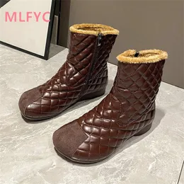 Boots Winter Soft Leather High Top Cotton Women s Sole Short with Plush and Warm Snow Retro 230921