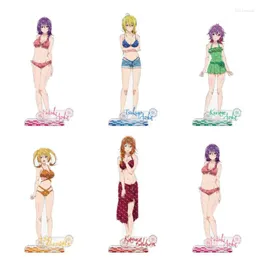 Keychains anime Vacker Temple Girl Character Model Cosplay Acrylic Stand Plate Desk Decor Stand Sign Prop fans Julklappar