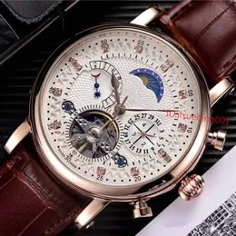 Yeni Promosyon Moda Erkekleri İzler Kahverengi Deri İzle Klasik Relogio Maskulino Gold 2813 Otomatik Mekanik El Winding Watch 2671