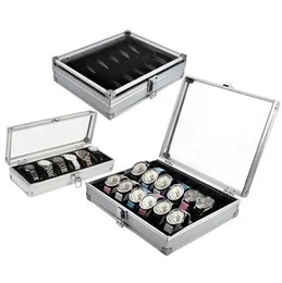Grid Slots watch box convenient light watch winder Jewelry Wrist Watches Case Holder Display Storage Box Aluminium organize8898284