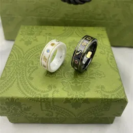 Men Women Designer Rings Fashion Ceramics Love Ring Engagements For Women With Bee Gemstone Pattern Classic Couple Rings Luxury Je2375