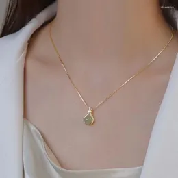 Chains Trendy Fashion Silver Gold Color Hetian Jade Droplet Elegant Pendant Necklace For Women Girl Jewelry Dropship Wholesale