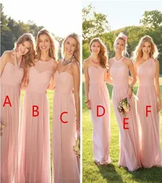 2019 Blush Pink Long Country Style Bridesmaid Dresses Ruched One Shouldersweetheart Back Less Lash Maid of the Honor Dress27910994453186