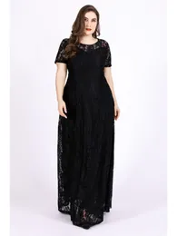 Plus size Dresses Size Party Dres Summer Short Sleeve Lace Floral Hollow Out Sexy Evening Club Wedding Guest Long Dress 230920