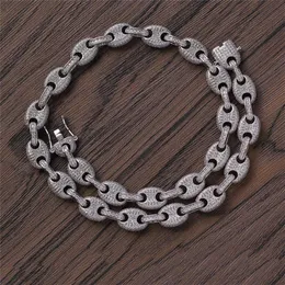 12 mm 16–20 Zoll vergoldet Bling CZ Stein Kaffeebohne Kette Halskette Armband Rapper Street Schmuck für Männer Geschenk270h