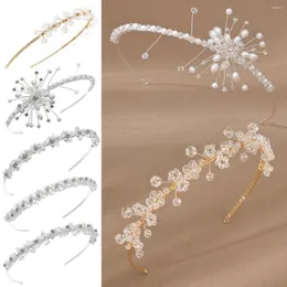 Klipy włosów Koreańska księżniczka Tiara Bridal Prom Crown Girl Eleganckie opaski do włosów Perl Crystal Wedding Biżuteria