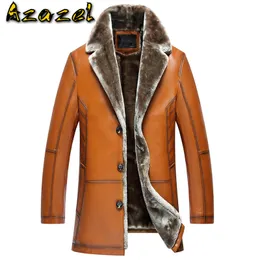 Mens Leather Faux Winter Fur Jacket Real For Men 6xl Street Coat Shearling Velvet Russian Trench Coats Streetwear 230921