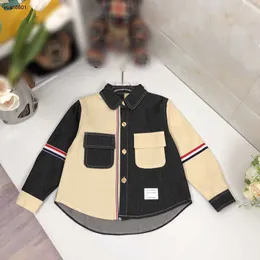 2023 designer Baby Shirt high quality Kids lapel Denim jacket SIZE 100-160 CM Contrast pocket decoration Child Blouses Sep20