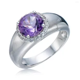 Klusterringar Geside 8mm Amethyst Rhodium över sterling silverring