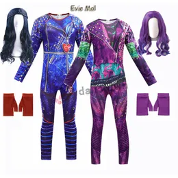 Catsuit Costumes Kids Halloween Costume for Girls Evie Mal Descendants 3 Cosplay Costumes With Wig Children's Carnival Party Jumpsuit Catsuit