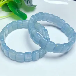 Strand Natural Blue Onyx Bucket Bange Bangle Jewelry Quartz Quartz Crystal Stone for Women Gift 1pcs 9x14mmm