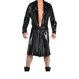 Catsuit Costumes Comfort Latex 100% Rubber Trench Long Coat Windbreaker Sexig blank svart Cosplay Anpassad storlek XS-XXL