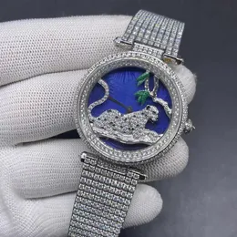 2021 orologio da polso impermeabile con cinturino in acciaio con ghepardo intarsiato di diamanti di lusso 38mm orologi da polso per uomo e donna282V