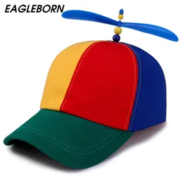 Boll Caps Eagleborn Summer Child Adult Justerbar propeller Ball Baseball Cap Dragonfly Top Multi-Color Patchwork Funny Lovely 52-57cm 230921