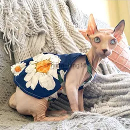 Cat Comples Summer Sphinx Cat Dresses Fancy Vest Vest Cloths for Sphynx Cats chinten flower skird skirt devon rex soft costume spring الخريف HKD230921