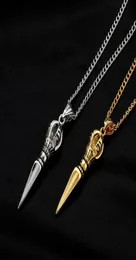 Fashion Men Silver 18K Gold Plated Pendant Necklace Hip Hop Rap Jewelry Stainless Steel Chain Design Mens Punk Necklaces For Gifts6241578