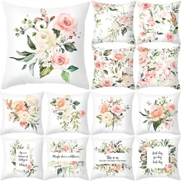 Cushion Decorative Pillow Summer Letter Print Flower Case Home Decor for Sofa Cushion Cover Polyester Drop Housse De Coussin 230921