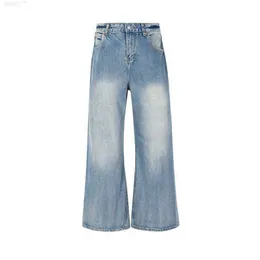 High Street Fashion Brand Vibe Style Branch Pattern Lavaggio Tubo dritto Jeans larghi a gamba largavgo0