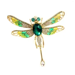 Brooches Stunning Enameled Wing Green Rhinestone Large Dragonfly Brooch Pin Insect Jewelry For Women Costume Suit Sweater Dressy Fashion