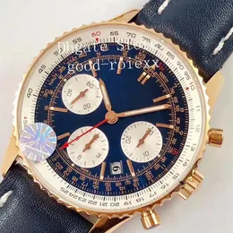 Luxury Men's Watches Rose Gold Chronograph Watch Mens Automatic 7750 ETA Men 43mm Date Sport Vanjoux Leather Sapphire Crystal248G