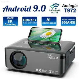 Projektörler Transpeed Projektör 4K 1080P 8K Video 300Ansi LED Android Projektörler 12000lümenler BT5.0 Çift WiFi Full HD HDR10+ Ev Sineması için L230923