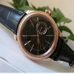 Luxury Wristwatch Cellini Datum i toppkvalitetsklockor Mäns 39mm 18K Rose Gold 50515 Black Brand New Mechanical Mens2815