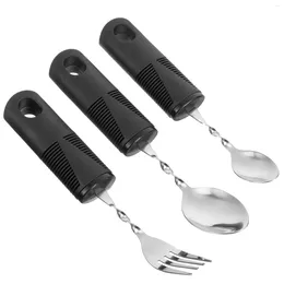 Dinnerware Sets 3 Pcs Bendable Cutlery Built Utensils Adults Weighted Elderly Tableware Adaptive Disabled Stainless Steel The