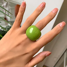 Bröllopsringar Lacteo Fashion Candy Color Acrylic Rings for Women Girls Trendy Y2K Transparent harts Geometriska ringsmycken Tillbehör 230921