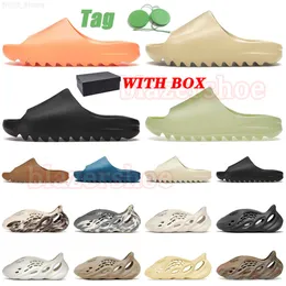 With Box Slides Foam Runner Slippers sandals kanyes sliders 2023 granite summer beach Shoes Designer fashion Mens Womens Runners slide sandal Dhgate Shoes Size 36-48