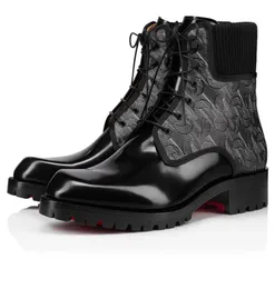 Red botom Men ankle Boot platform lug rubber sole Trapman black knitted and calf leather lace up outdoor footwear trainers 38478965980