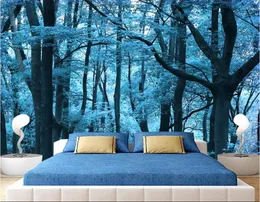 Wallpapers Custom Po Wallpaper Beautiful Scenery Blue Woods Forest 3d Three D Large Background Wall