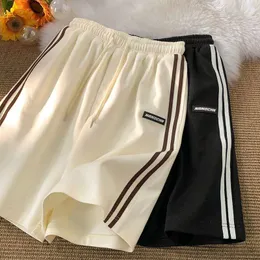 Women's Shorts Striped Women Summer Streetwear Loose Wide Leg Korean Casual Elastic Waist Sports Bf Couple Oversized