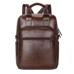 Простой мужской рюкзак с большой вместительностью, рюкзак для ноутбука, модная дорожная сумка из искусственной кожи для отдыха, 230921